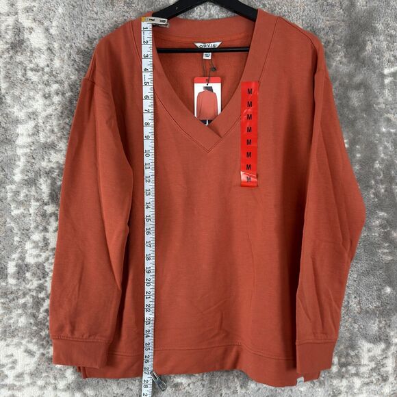 NEW Orvis Women Sz M Stretch V Neck Sweater Burnt Orange Long Sleeve Casual NWT - Picture 2 of 8